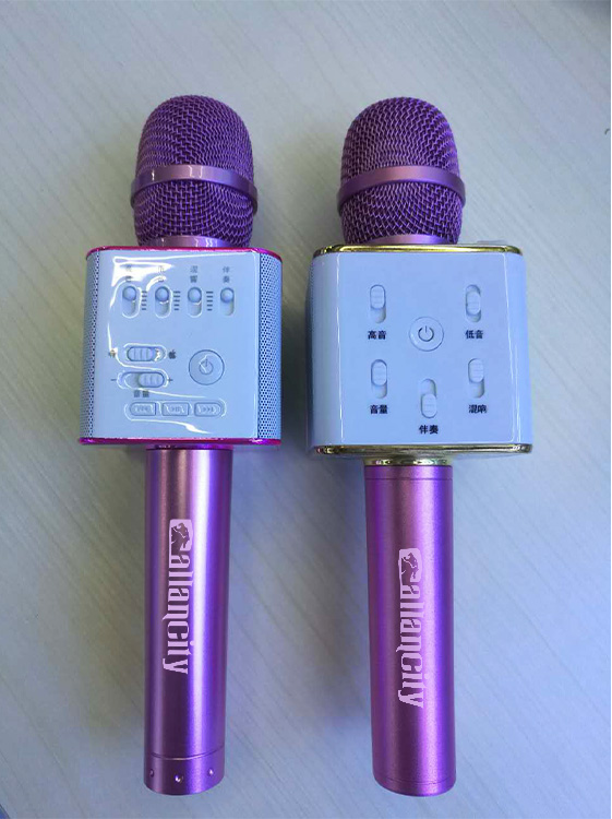 Portable KTV sans fil Karaoké Microphone à main Lecteur USB Mic Haut-parleur, rose rouge